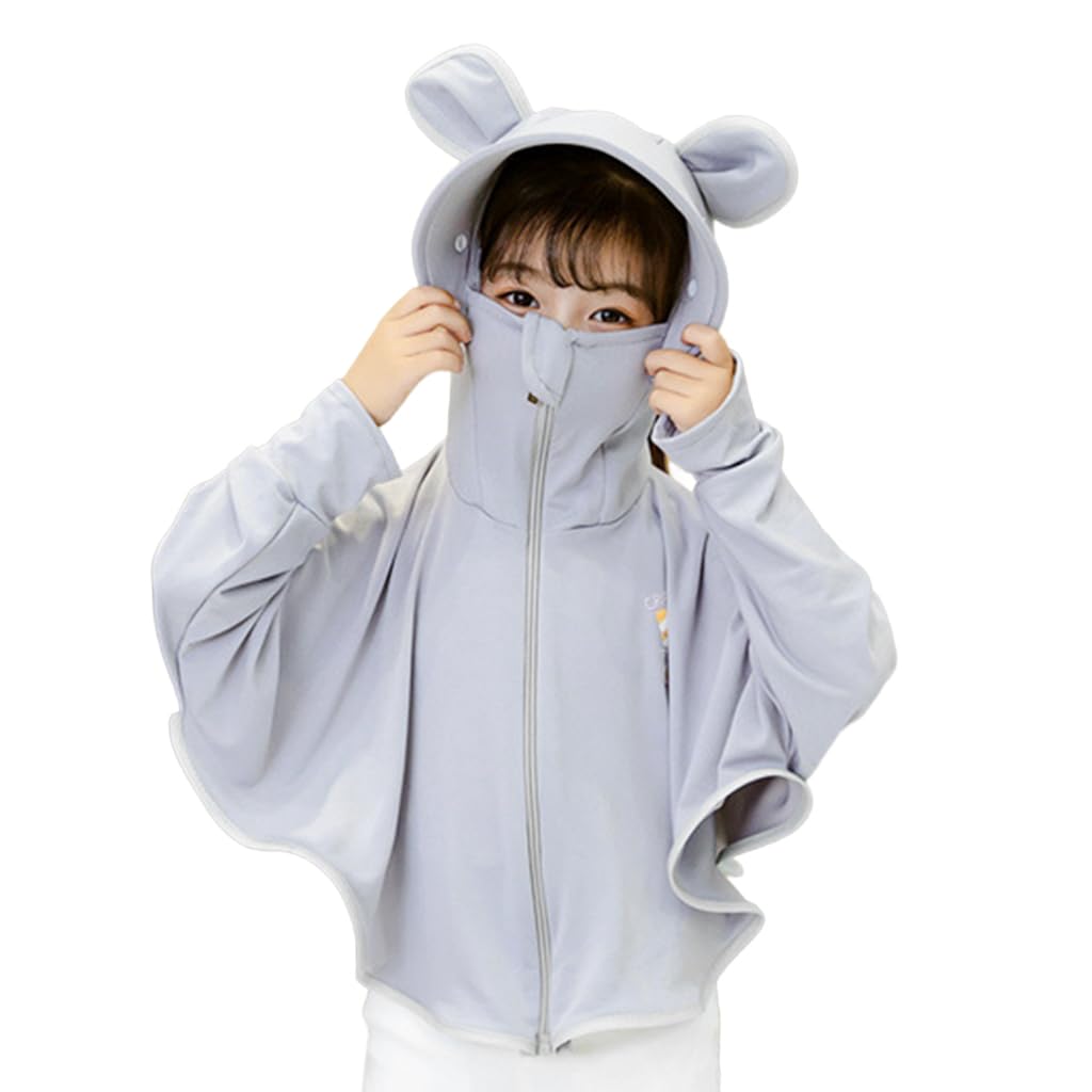 PALAY Sun Protection Hoodie Toddler UV Protection with Protective Goggles Jacket Girls Long Sleeve Shirt UPF50+ Lightweight Hoodie with Thumb Hole 3-12Years(Suggested height of 120-140cm grey) PALAY Sun Protection Hoodie Toddler UV Protection with Protective Goggles Jacket Girls Long Sleeve Shirt UPF50+ Lightweight Hoodie with Thumb Hole 3-12Years(Suggested height of 120-140cm grey)
